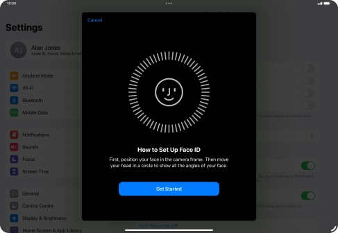 Press Get Started and follow the instructions on the screen to set up Face ID. Press Get Started and follow the instructions on the screen to set up Face ID.