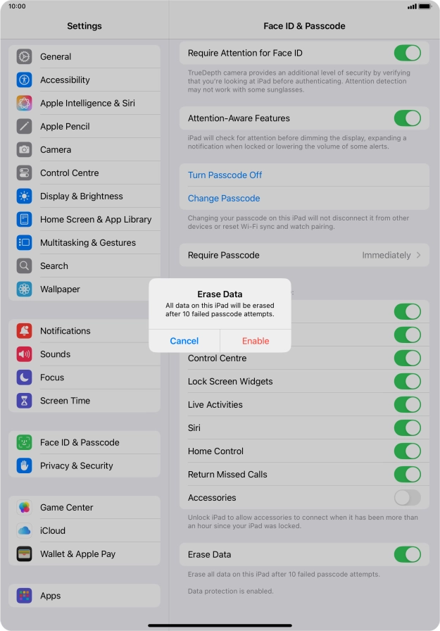 If you turn on the function, press Enable. If you turn on the function, press Enable.