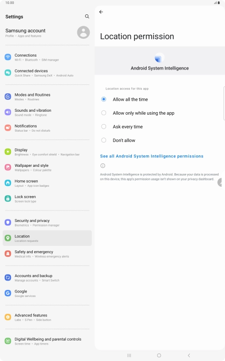 Press the required setting. Press the required setting.