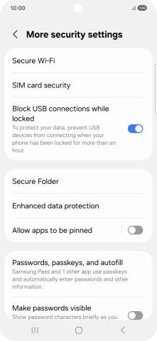 Press SIM card security. Press SIM card security.
