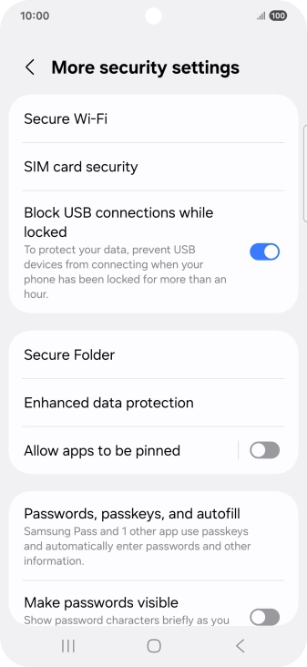 Press SIM card security. Press SIM card security.