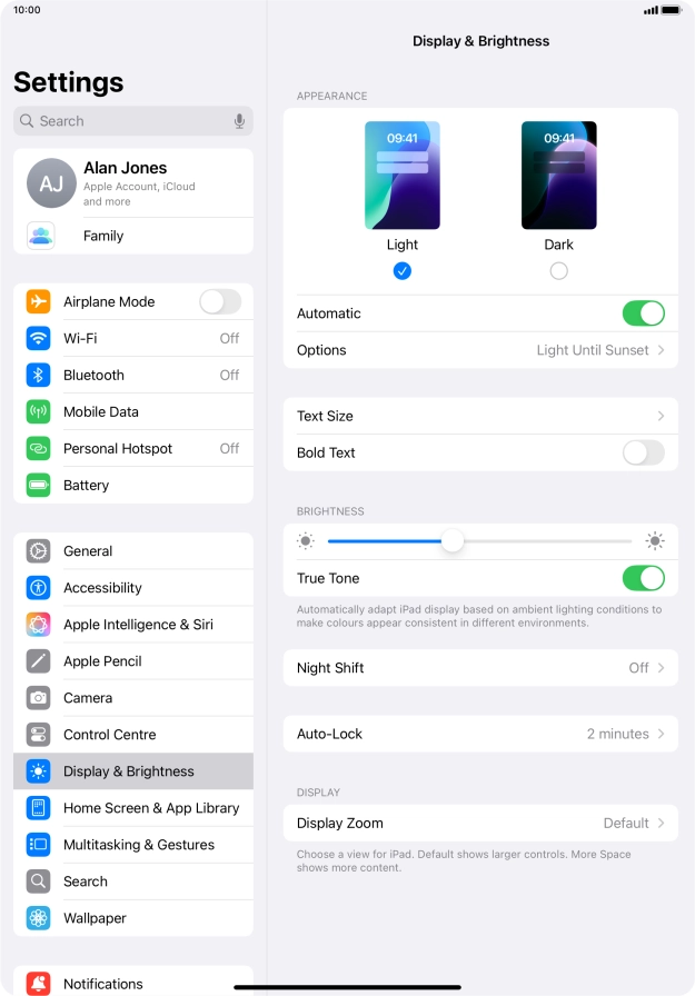 If you turn on the function, press Options and follow the instructions on the screen to select the required period of time for Dark Mode. If you turn on the function, press Options and follow the instructions on the screen to select the required period of time for Dark Mode.