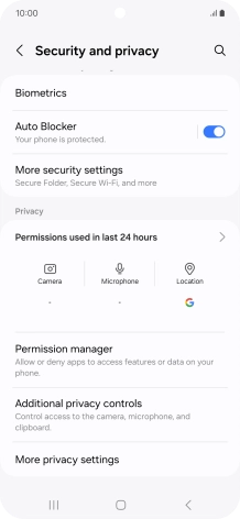Press More security settings. Press More security settings.