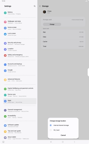 Press the name of the memory card. Press the name of the memory card.