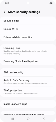 Press SIM card security. Press SIM card security.