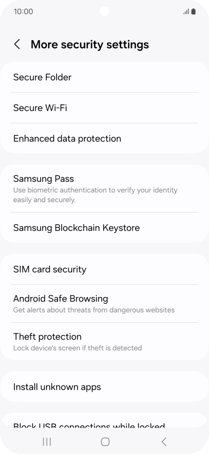 Press SIM card security. Press SIM card security.