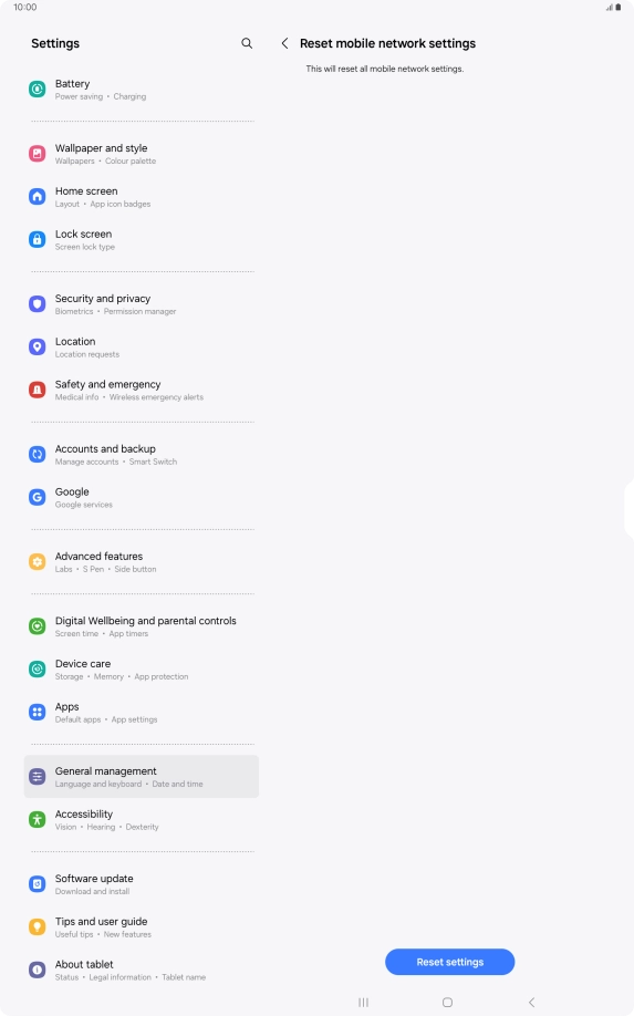 Press Reset settings. Press Reset settings.