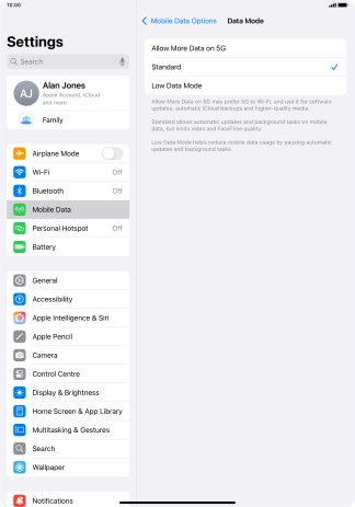 Press the required setting to turn the function on or off. Press the required setting to turn the function on or off.
