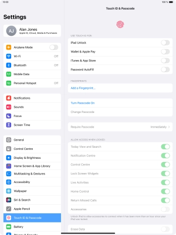Press Turn Passcode On and key in a lock code of your own choice twice. Press Turn Passcode On and key in a lock code of your own choice twice.