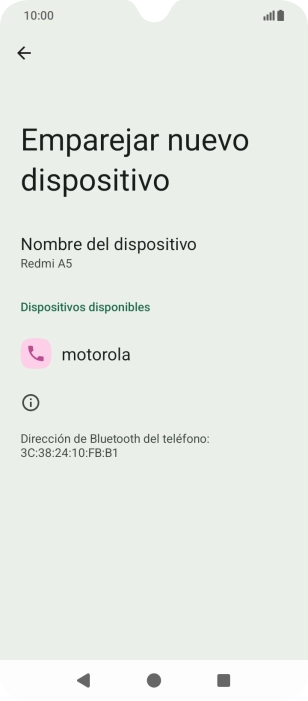 Pulsa el dispositivo Bluetooth deseado y sigue las indicaciones de la pantalla para vincular el dispositivo al teléfono. Pulsa el dispositivo Bluetooth deseado y sigue las indicaciones de la pantalla para vincular el dispositivo al teléfono.