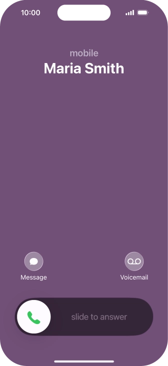 Press and drag the accept call icon right. Press and drag the accept call icon right.