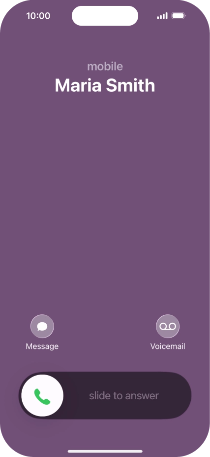 Press and drag the accept call icon right. Press and drag the accept call icon right.