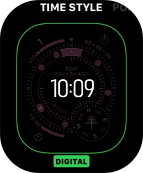 Turn the Digital Crown to change between the different designs. Turn the Digital Crown to change between the different designs.