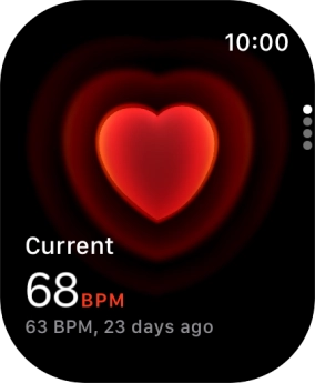 Your current heart rate is displayed below Current. Your current heart rate is displayed below Current.