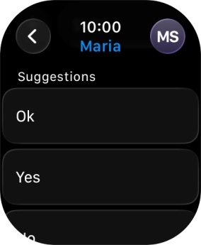 Press the required quick reply. Press the required quick reply.