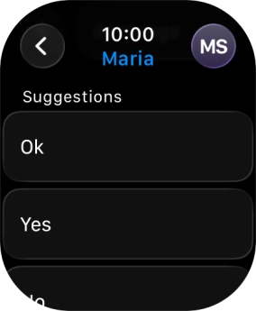 Press the required quick reply. Press the required quick reply.