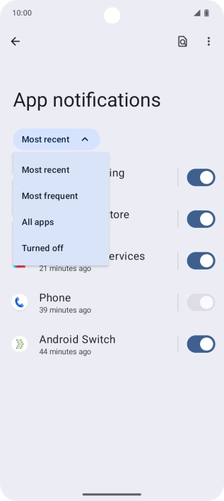 Press the required setting. Press the required setting.