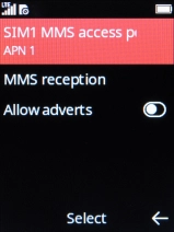 Select SIM MMS access point. Select SIM MMS access point.