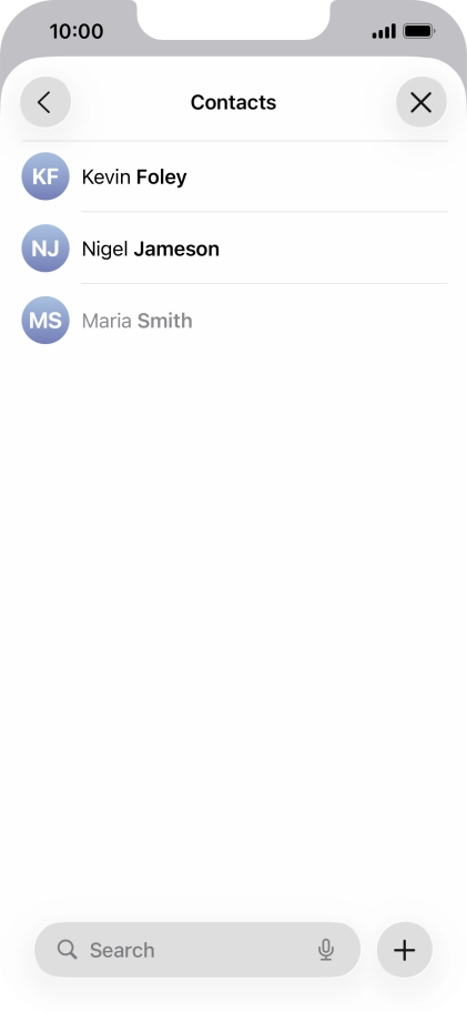 Press the required contact. Press the required contact.