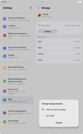Press the name of the memory card. Press the name of the memory card.