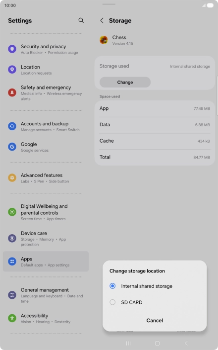 Press the name of the memory card. Press the name of the memory card.