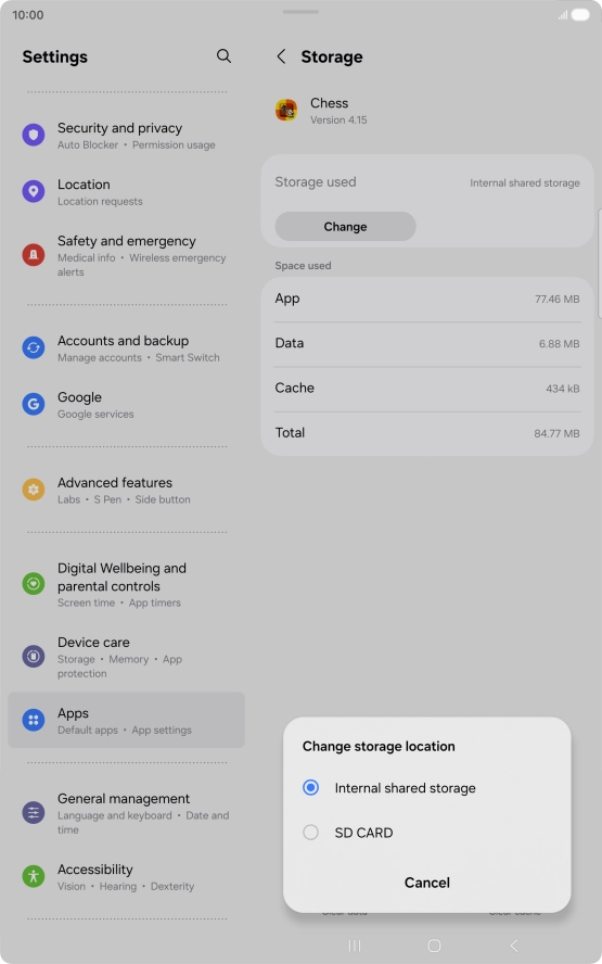 Press the name of the memory card. Press the name of the memory card.