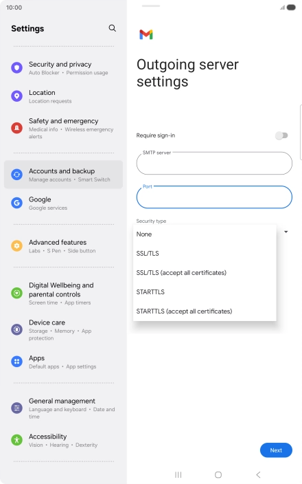 Press SSL/TLS. Press SSL/TLS.