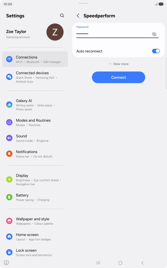 Key in the password for the Wi-Fi network and press Connect. Key in the password for the Wi-Fi network and press Connect.