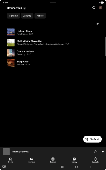 Press the required audio file. Press the required audio file.