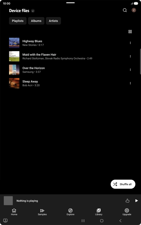 Press the required audio file. Press the required audio file.