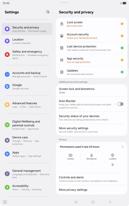 Press More security settings. Press More security settings.