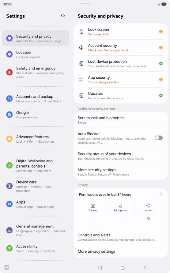 Press More security settings. Press More security settings.