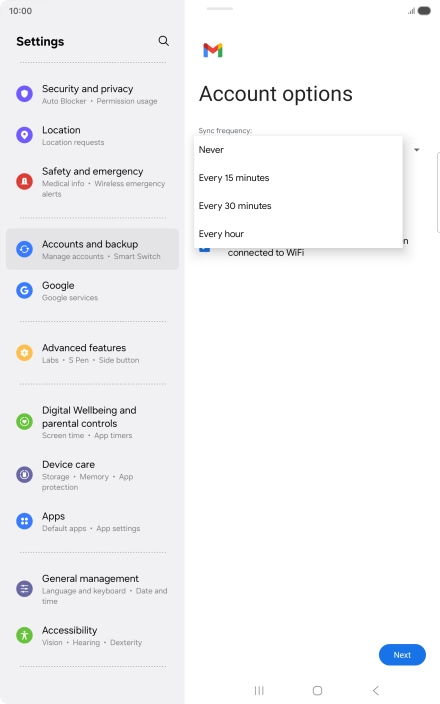 Press the required setting. Press the required setting.