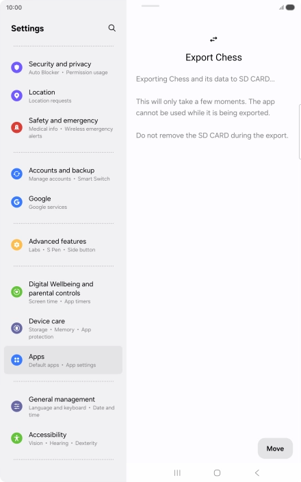 Press Move. Press Move.