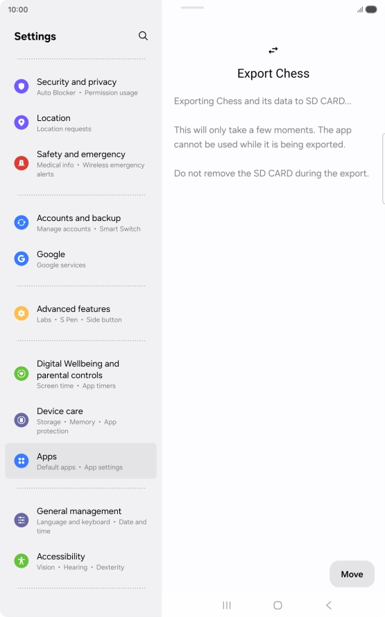 Press Move. Press Move.