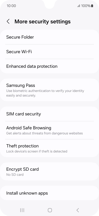 Press SIM card security. Press SIM card security.