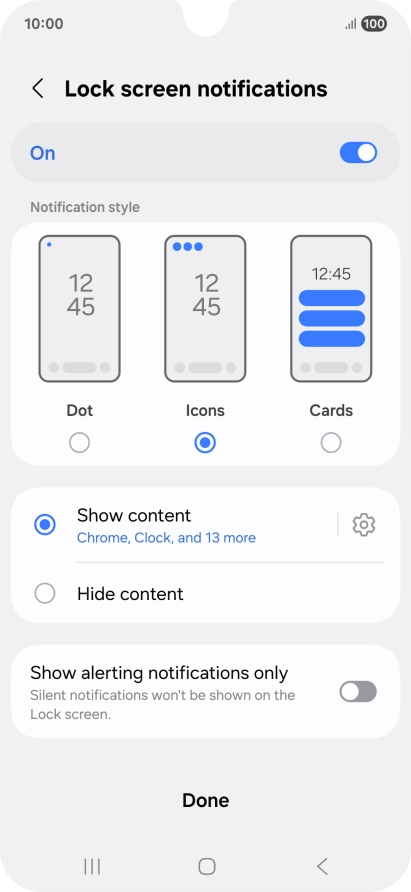 Press the required settings to turn them on or off. Press the required settings to turn them on or off.