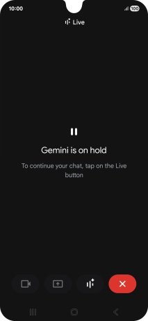 To resume the conversation, press the resume icon. To resume the conversation, press the resume icon.