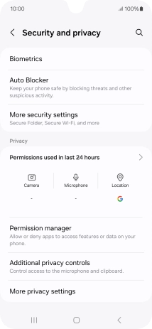 Press More security settings. Press More security settings.