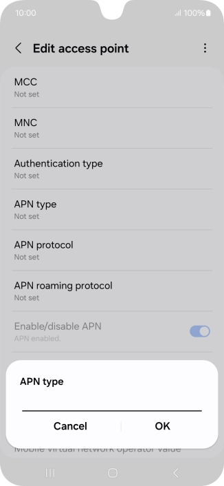 Key in default and press OK. Key in default and press OK.