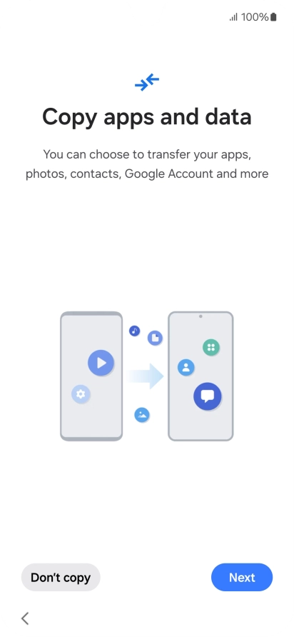 You can transfer the contents of another phone to your phone when it's activated for the first time and after a factory reset. When this screen is displayed, your phone is ready to transfer content from another phone. You can transfer the contents of another phone to your phone when it's activated for the first time and after a factory reset. When this screen is displayed, your phone is ready to transfer content from another phone.