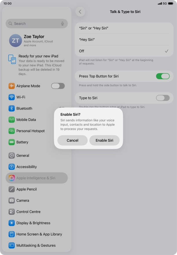 Press Enable Siri. Press Enable Siri.