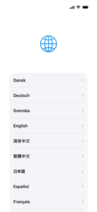 Press the required language. Press the required language.