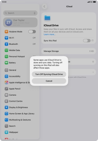 If you turn off the function, press Turn Off Syncing iCloud Drive. If you turn off the function, press Turn Off Syncing iCloud Drive.