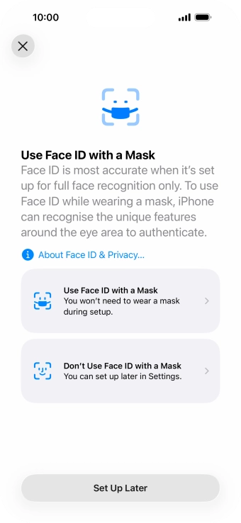 Press Set Up Later. Press Set Up Later.
