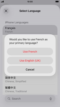 To select the new language as the default phone language, press Use ‹language›. To select the new language as the default phone language, press Use ‹language›.