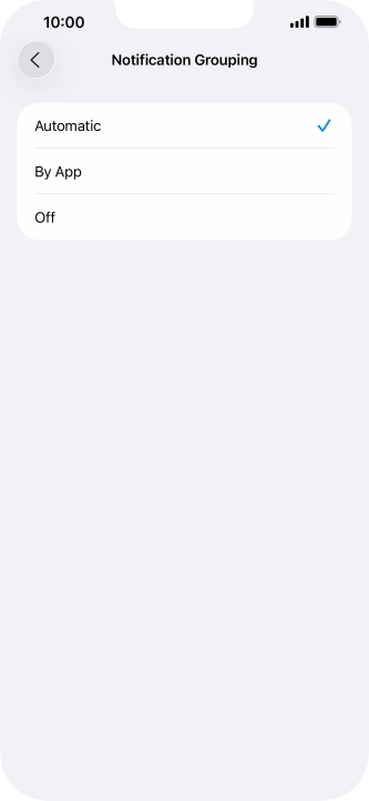 Press the required setting. Press the required setting.