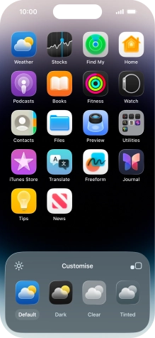 Press the required setting to select the size of app icons on the home screen. Press the required setting to select the size of app icons on the home screen.