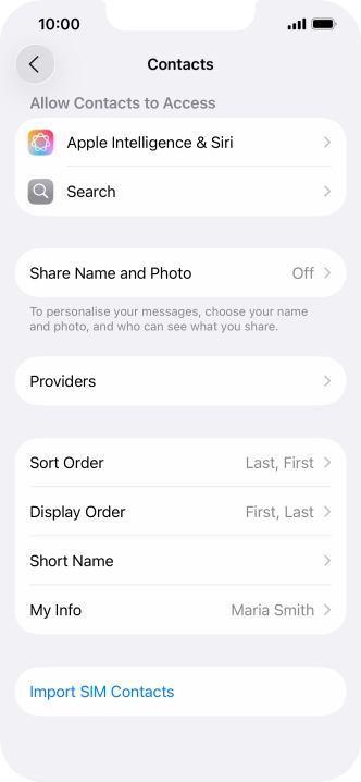 Press Import SIM Contacts. Press Import SIM Contacts.