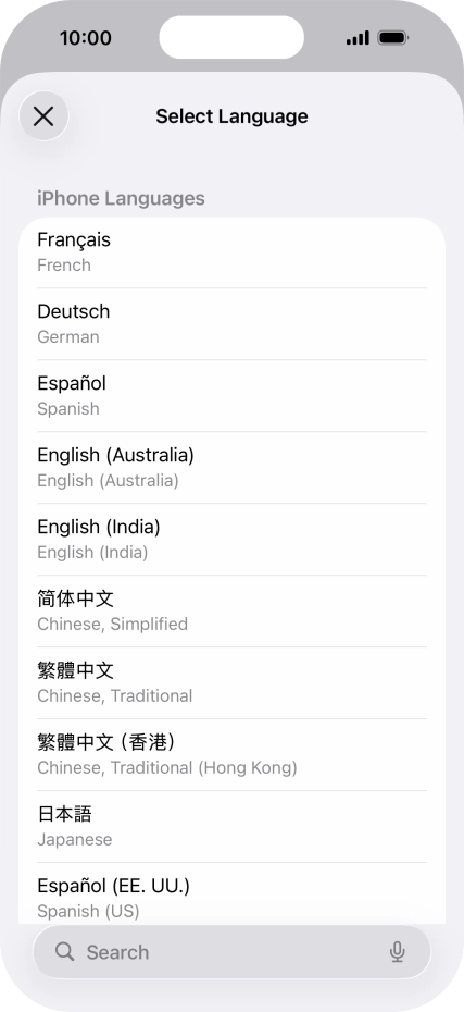 Press the required language. Press the required language.